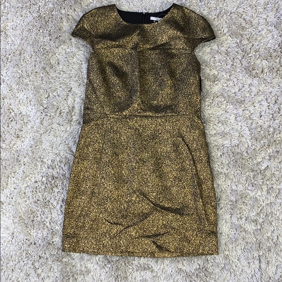 NWT Diane Von Furstenberg Hadlie Gold Dress, 14 - Picture 4 of 13